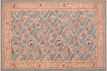handmade Transitional Kafkaz Chobi Ziegler Blue Tan Hand Knotted RECTANGLE 100% WOOL area rug 6 x 9